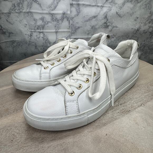 M.Gemi Women’s White Leather Sneakers Size 40 Italian Made Low Top Shoes - Picture 3 of 13